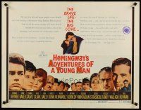 6a231 ADVENTURES OF A YOUNG MAN 1/2sh '62 Hemingway, headshots of all stars including Paul Newman!
