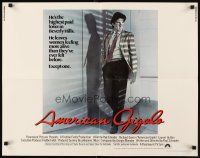 6a237 AMERICAN GIGOLO int'l 1/2sh '80 handsomest male prostitute Richard Gere is framed for murder!