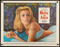 6a259 BELLE DE JOUR 1/2sh '68 Luis Bunuel, close up of sexy half-dressed Catherine Deneuve!