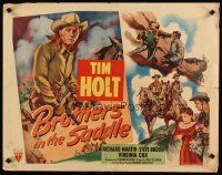 6a279 BROTHERS IN THE SADDLE style A 1/2sh '49 cool western artwork of cowboy Tim Holt on horse!