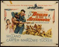 6a280 BUGLES IN THE AFTERNOON 1/2sh '52 Ray Milland, Helena Carter, cool art of western battle!