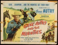 6a357 GENE AUTRY & THE MOUNTIES style B 1/2sh '50 great images fighting & w/Champion!
