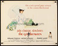 6a365 GO BETWEEN 1/2sh '71 artwork of Julie Christie with umbrella, directed by Joseph Losey!