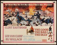 6a372 GOOD, THE BAD & THE UGLY 1/2sh '68 Clint Eastwood, Lee Van Cleef, Sergio Leone, cool art!