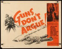 6a381 GUNS DON'T ARGUE 1/2sh '57 G-men vs Dillinger, gangsters & sexy smoking girl!