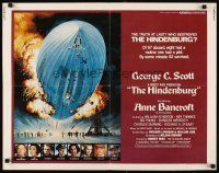 6a389 HINDENBURG 1/2sh '75 George C. Scott & all-star cast, art of zeppelin crashing down!