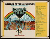 6a437 LOGAN'S RUN 1/2sh '76 art of Michael York & Jenny Agutter running away by Charles Moll!