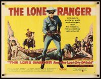 6a439 LONE RANGER & THE LOST CITY OF GOLD style B 1/2sh '58 masked Clayton Moore & Jay Silverheels!