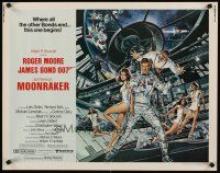 6a458 MOONRAKER 1/2sh '79 art of Roger Moore as James Bond & sexy Lois Chiles by Goozee!