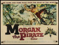 6a462 MORGAN THE PIRATE 1/2sh '61 Morgan il pirate, art of barechested swashbuckler Steve Reeves!