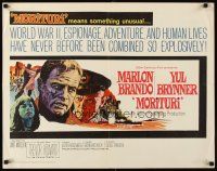 6a463 MORITURI 1/2sh '65 art of Marlon Brando & Nazi captain Yul Brynner, The Saboteur!