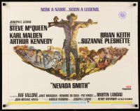 6a474 NEVADA SMITH 1/2sh '66 cool artwork of shirtless Steve McQueen & cast!