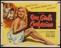 6a487 ONE GIRL'S CONFESSION 1/2sh '53 bad girl Cleo Moore is the kind of girl every man wants!