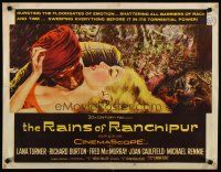 6a516 RAINS OF RANCHIPUR 1/2sh '55 art of Lana Turner & Burton, rains couldn't wash their sin away