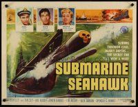 6a588 SUBMARINE SEAHAWK 1/2sh '59 cool skull head torpedo & Naval battle artwork!