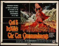 6a605 TEN COMMANDMENTS 1/2sh R72 Cecil B. DeMille classic starring Charlton Heston & Yul Brynner!