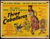6a611 THREE CABALLEROS 1/2sh '44 Disney, cartoon art of Donald Duck, Panchito & Joe Carioca!