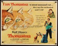 6a612 THREE LIVES OF THOMASINA 1/2sh '64 Walt Disney, great art of winking & smiling cat!