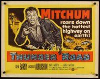 6a614 THUNDER ROAD style A 1/2sh '58 great artwork of moonshiner Robert Mitchum!
