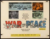 6a646 WAR & PEACE 1/2sh R63 art of Audrey Hepburn, Henry Fonda & Mel Ferrer, Leo Tolstoy epic!