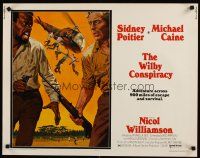 6a657 WILBY CONSPIRACY 1/2sh '75 art of Sidney Poitier with pistol & Michael Caine with rifle!