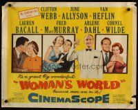 6a666 WOMAN'S WORLD 1/2sh '54 June Allyson, Clifton Webb, Van Heflin, Lauren Bacall, Arlene Dahl!