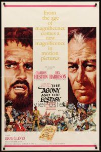 6c038 AGONY & THE ECSTASY 1sh '65 great art of Charlton Heston & Rex Harrison, Carol Reed!