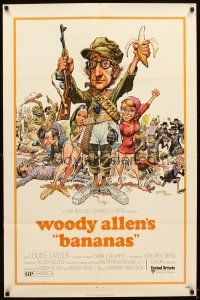 6c085 BANANAS 1sh '71 great artwork of Woody Allen by E.C. Comics artist Jack Davis!