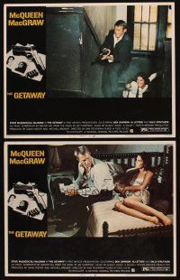 6d995 GETAWAY 2 LCs '72 Steve McQueen, Ali MacGraw, directed by Sam Peckinpah!