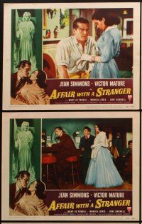 6d915 AFFAIR WITH A STRANGER 6 revised LCs '53 Victor Mature, Jean Simmons, bad girl Monica Lewis!