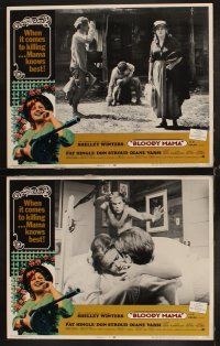 6d131 BLOODY MAMA 8 LCs '70 Roger Corman, AIP, crazy Shelley Winters with tommy gun!