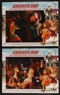 6d187 CHICKEN RUN 8 LCs '00 Peter Lord & Nick Park claymation, poultry with a plan!