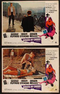 6d393 HOUSE OF CARDS 8 LCs '69 George Peppard, Orson Welles, Inger Stevens!