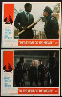 6d412 IN THE HEAT OF THE NIGHT 8 LCs '67 Sidney Poitier, Rod Steiger, Warren Oates, crime classic!