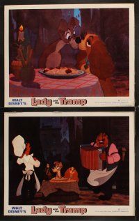 6d446 LADY & THE TRAMP 8 LCs R72 Walt Disney romantic canine dog classic cartoon!