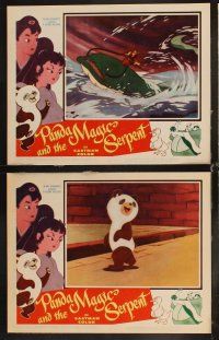 6d572 PANDA & THE MAGIC SERPENT 8 LCs '61 early Japanese anime cartoon, great images!