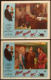 6d958 PLEASE MURDER ME 6 LCs '56 Raymond Burr & Angela Lansbury together in a murder mystery!
