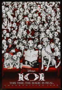 6g003 101 DALMATIANS teaser 1sh '96 Walt Disney live action, image of dogs in theater!