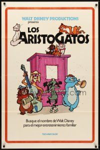 6g056 ARISTOCATS Spanish/U.S. 1sh '70 Walt Disney feline jazz musical cartoon, great colorful image!