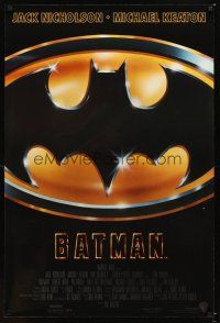 6g084 BATMAN glossy style int'l 1sh '89 directed by Tim Burton, cool image of Bat logo!