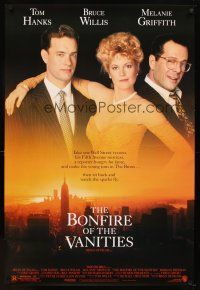 6g133 BONFIRE OF THE VANITIES DS 1sh '90 Tom Hanks, Bruce Willis & Melanie Griffith over New York!