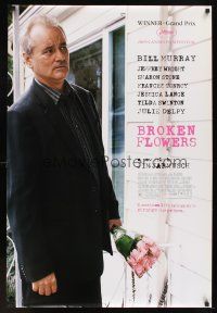 6g144 BROKEN FLOWERS DS 1sh '05 Jim Jarmusch, Bill Murray standing by door w/flowers!