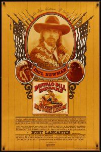 6g149 BUFFALO BILL & THE INDIANS advance 1sh '76 art of Paul Newman as William F. Cody by McMacken!