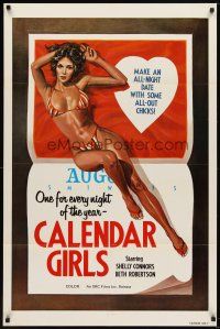 6g160 CALENDAR GIRLS 1sh '70s Shelly Connors & Beth Robertson on an all-night date!