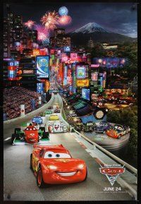 6g169 CARS 2 advance DS 1sh '11 Walt Disney animated automobile racing, cool image of city!