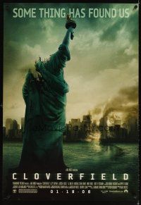 6g185 CLOVERFIELD advance DS 1sh '08 wild image of destroyed New York & Lady Liberty decapitated!