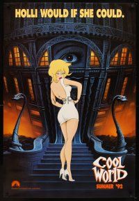 6g200 COOL WORLD teaser 1sh '92 cartoon art of sexy Kim Basinger as Holli!