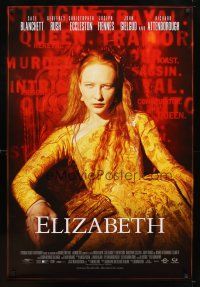 6g270 ELIZABETH red style int'l 1sh '98 close up image of Cate Blanchett as England's queen!