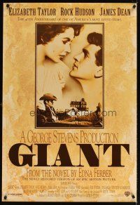 6g343 GIANT DS 1sh R96 James Dean, Elizabeth Taylor, Rock Hudson, directed by George Stevens!
