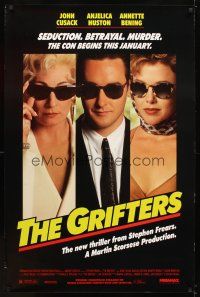 6g374 GRIFTERS 1sh '90 John Cusack, Annette Bening & Anjelica Huston all wearing sunglasses!